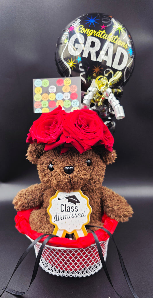 GRADUATION Teddy Vase Basket